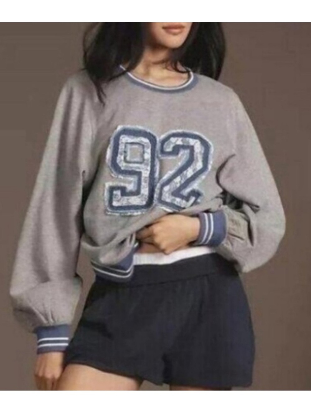 Anthropologie Pilcro Pinny Sweatshirt 92 Embroidered
Varsity Patch Gray